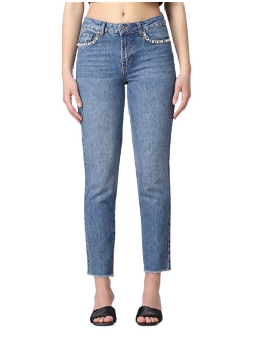 Jeans ecosostenibile con applicazioni Liu Jo | UA2034DS494.78289